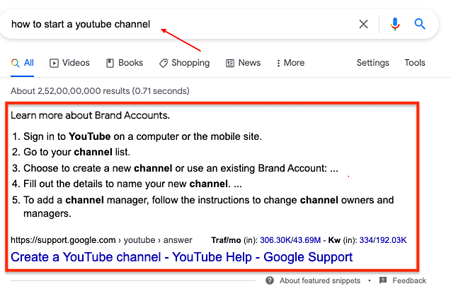 đoạn trích nổi bật của Google