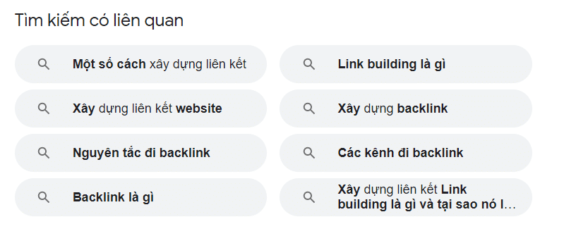 tìm kiếm có liên quan của google