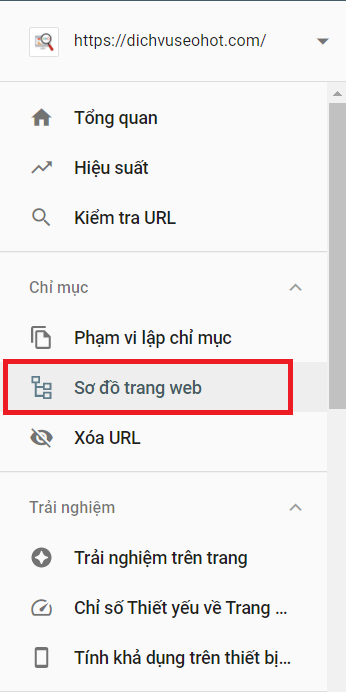 Xem báo cáo Sitemap