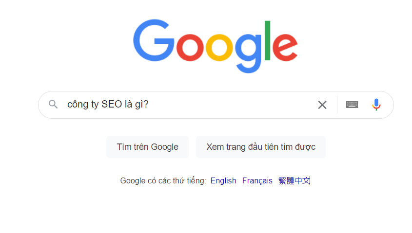Minh họa người dùng tìm kiếm công ty SEO trên Google