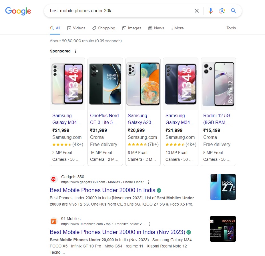 Ví dụ về kết quả Google SGE 7