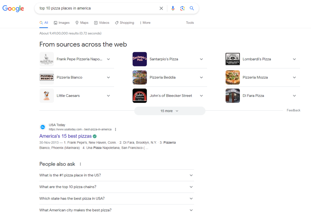 Ví dụ về kết quả Google SGE 4