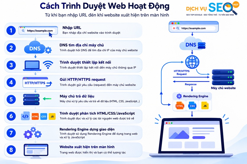 Trình duyệt web hoạt động như thế nào?
