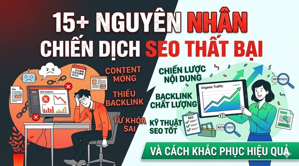 15+ nguyên nhân khiến chiến dịch SEO thất bại và cách khắc phục