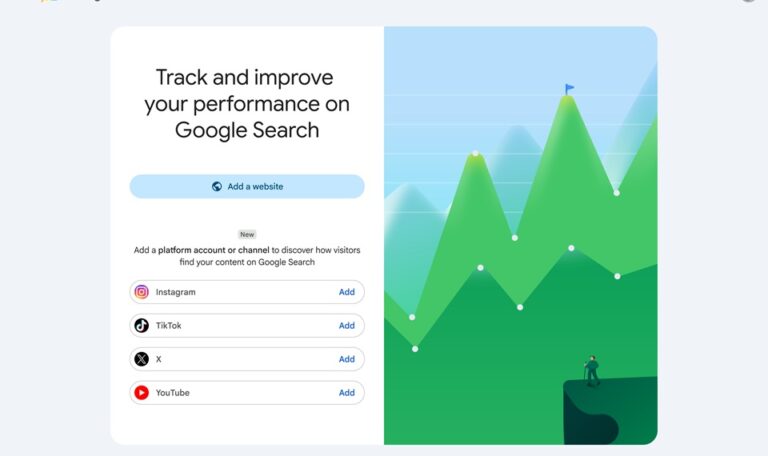 Search Console cho phép thêm báo cáo mạng xã hội và video