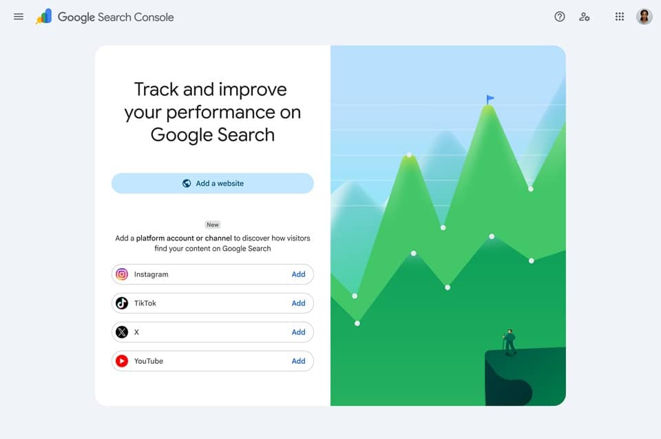 Search Console cho phép thêm báo cáo mạng xã hội và video