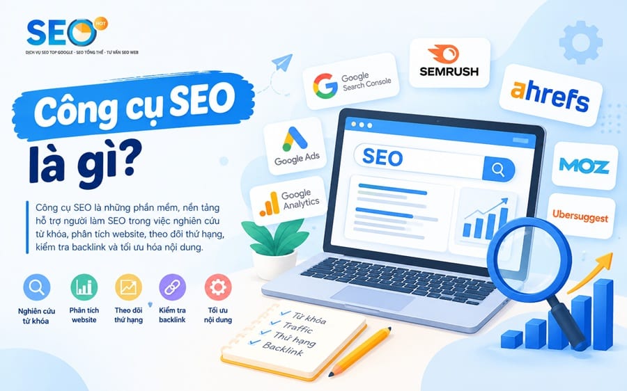Hình minh họa công cụ SEO hỗ trợ phân tích và tối ưu website