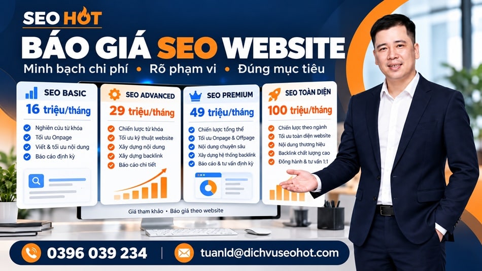 Minh họa bảng giá các gói SEO website tại SEO HOT
